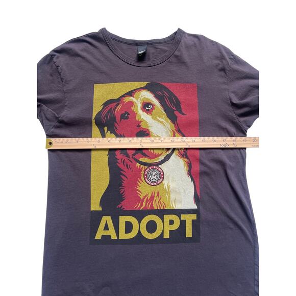 Obey T-Shirt Womens Medium Adopt Gray Short Sleeves Cotton Dog Rescue - Picture 7 of 9